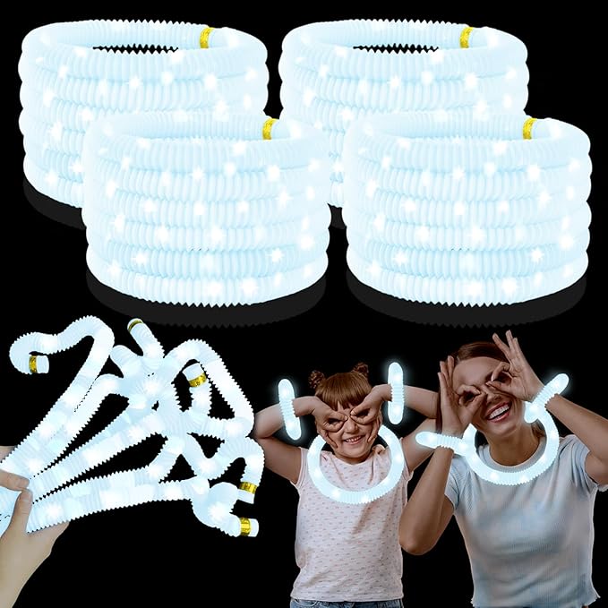 24 PCS White Glow Sticks Party Favors for Kids, Light Up Necklaces Bracelets Accessories for