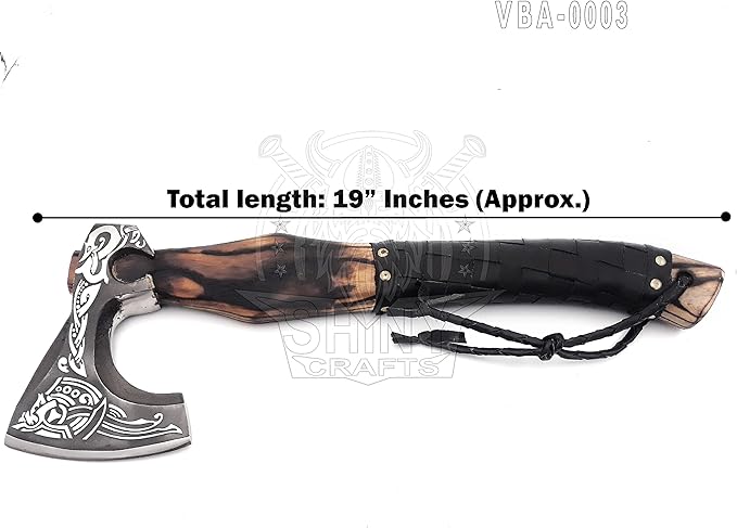 SHINY CRAFTS-Viking Axe Bearded Axe Tomahawk Birthday Gifts-Valhalla Axe, Carbon Steel Viking Axe