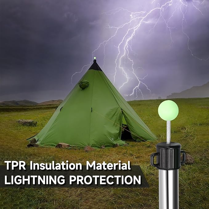 SANLIKE Tarp Pole Tip Cover 10PCS Luminous Tip Cap Ball for Camping Tent Poles, TPR Insulation