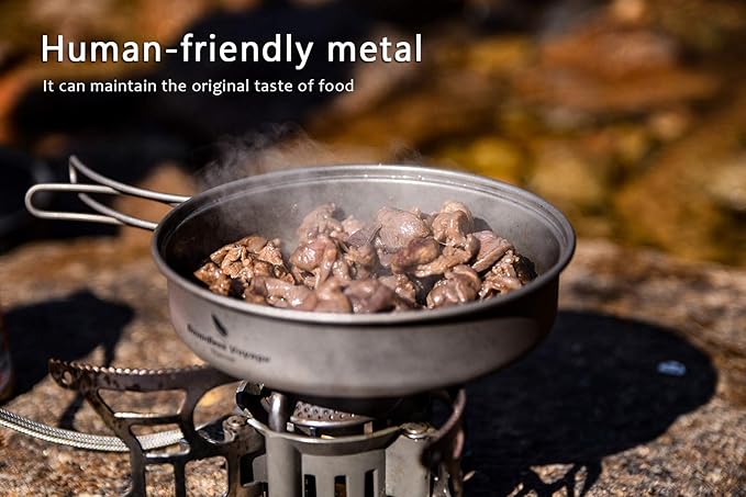 Boundless Voyage Outdoor Titanium Pot with Pan Set with Collapsible Folding Handle for Outdoor