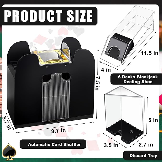 Aoriher Blackjack Game Combo Set, Include Blackjack Layout Felt,Shoe 6 Deck Automatic Card Shuffler