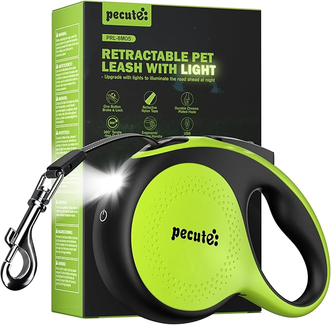 Retractable Dog Leash with Flashlight, 26ft Heavy Duty Retractable Pet Leash with Light, One-Button