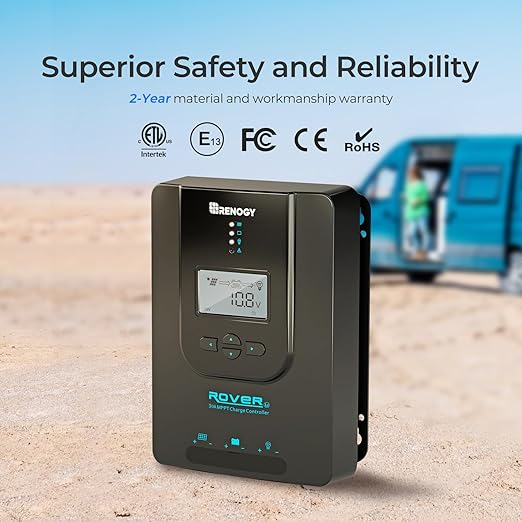 Renogy Rover 30A 12V/24V Auto DC Input MPPT Solar Charge Controller Parameter Adjustable LCD