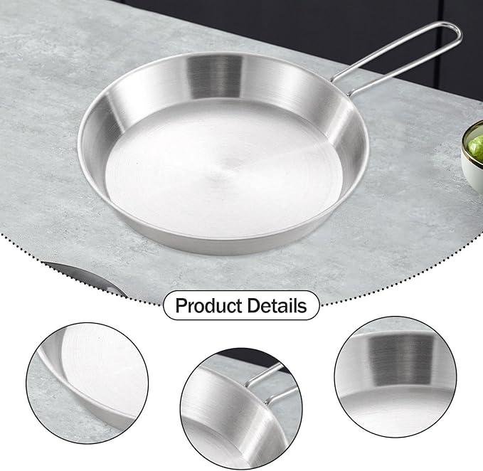 Stainless Steel Camping Fry Pan Cookware Foldable Handle Easy to Clean Multipurpose Outdoor Cooking
