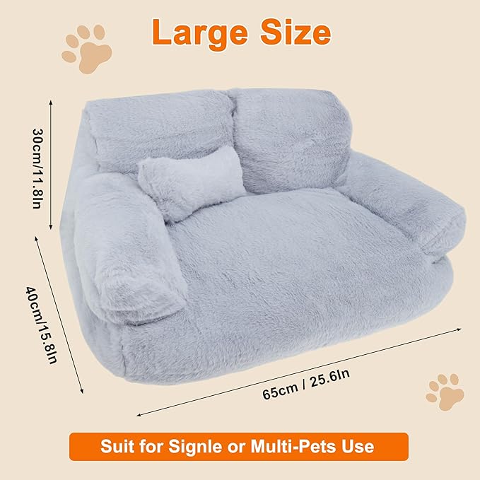 Cat Sofa, Pet Bed with Bolstered Edges, Extra Plush Sponge Padding, Cat Beds for Indoor with