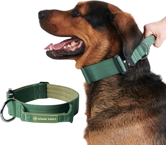 Spark Paws Tactical Dog Collar - Heavy Duty, Premium Quality, Thick and Durable for Large and