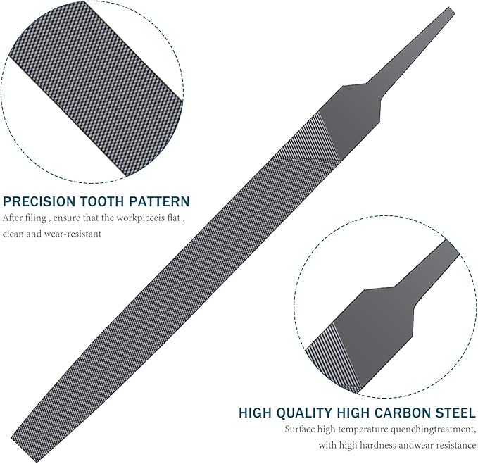 2P 6-inch Flat Medium Cut File Double Cut Teeth High Carbon Steel Hand File Single Cut Hardened