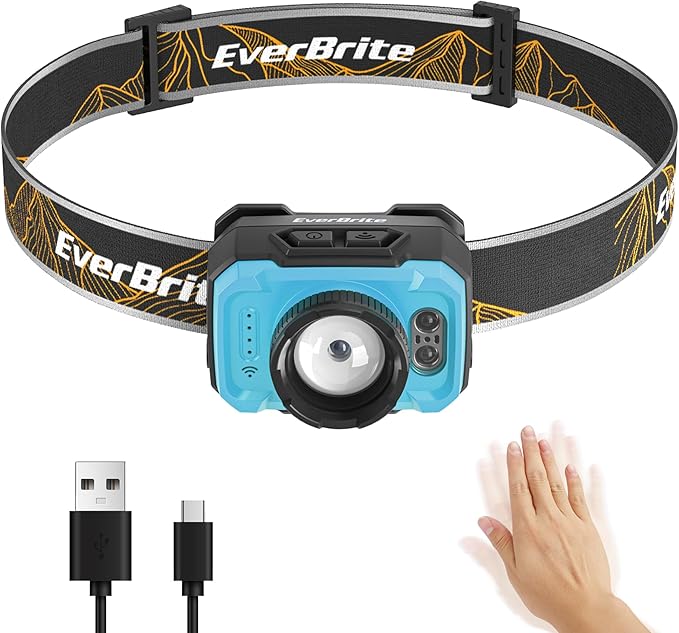 EverBrite 600 Lumen Headlamp, Rechargeable Headlight with 4 Modes, Super Bright Head Lamp with
