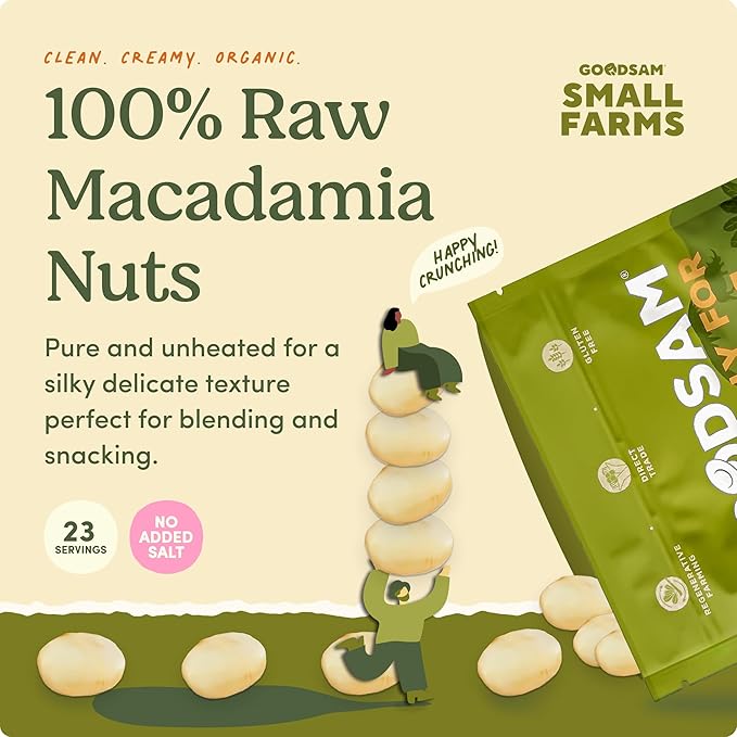 goodSAM Organic Raw Macadamia Nuts ??Unsalted, Whole Nuts ??Buttery Creamy Flavor ??Sustainably