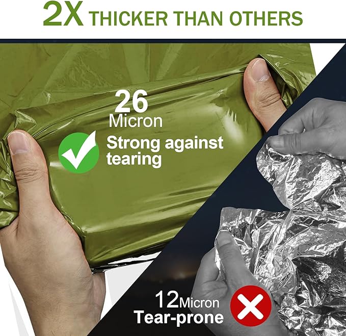 3-Pack Emergency Blanket, Extra-Thick Extra-Large Survival Blanket, Thermal Reflective Emergency