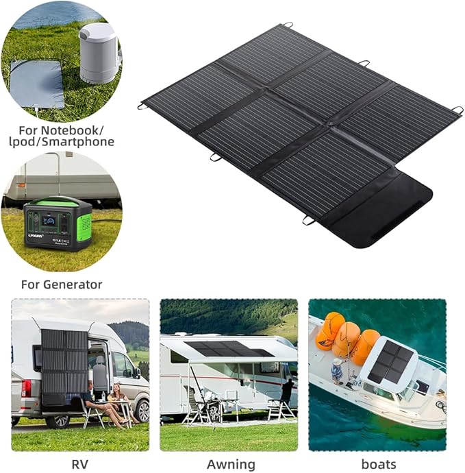 LVYUAN 120W Portable Solar Panel Foldable Blanket, Monocrystalline Huge Power Solar Panel, Solar