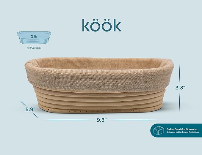 Kook Dutch Oven with Lid, Sourdough Bread Baking Supplies, Banneton Bread Proofing Set, Dual