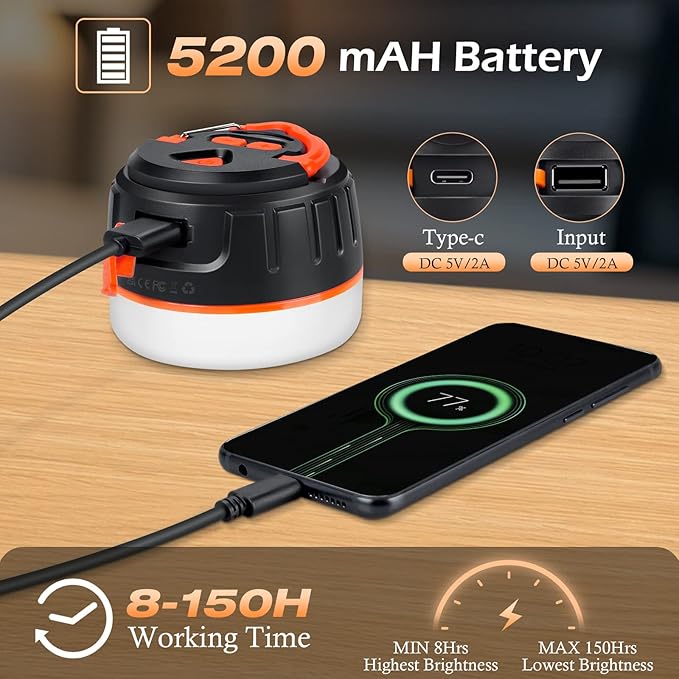 Sinvitron LED Camping Lantern Rechargeable with Remote Control - 1000LM 150H Runtime Tent Light