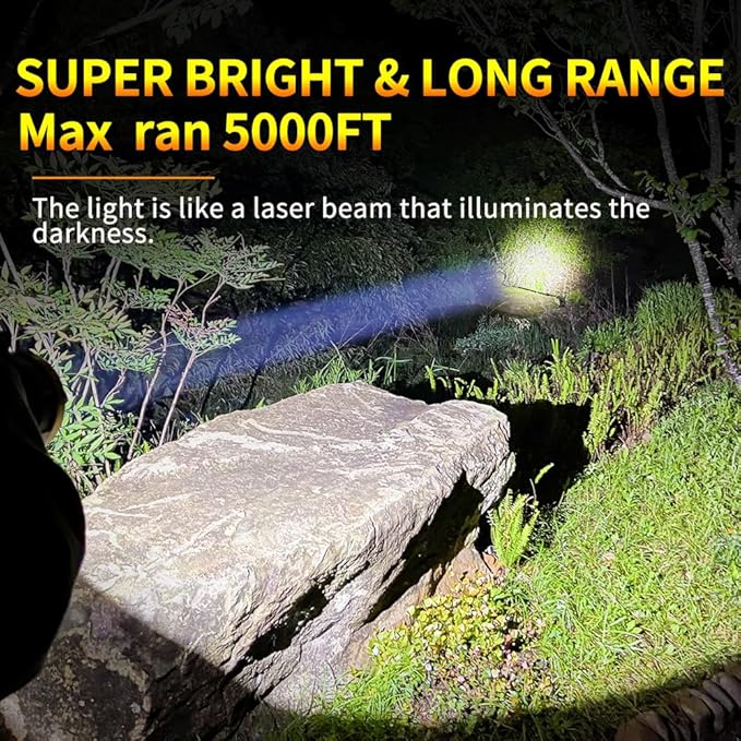 1800LM Rechargeable Spotlight 13600mAh Spotlight Flashlight 80H Long Lasting IP67 Waterproof 3