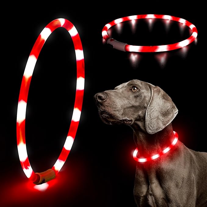 HIGO Light Up Dog Collar, Lightweight Silicone LED Dog Collar, USB Rechargeable Dog Collar Light