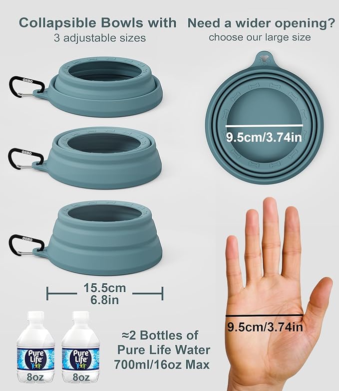 OHMO Spill Proof Collapsible Dog Water Bowl 24oz for Cars, No Splash Portable Bowls for Dog Travel