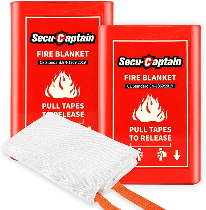 SecuCaptain Emergency Fire Blanket with Glow-in-The-Dark Case - 40"x40" Fiberglass Fire Suppression