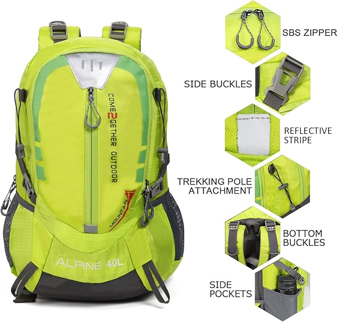 Hiking Backpack Camping 40L Outdoor Daypack Lightweight Travel Backpack with Rain Cover for Women