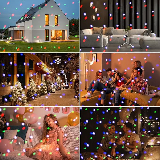 Elec3 Christmas Snow Projector Lights Outdoor, RGBW Snowfall Projector Lamp Rotating Falling Snow