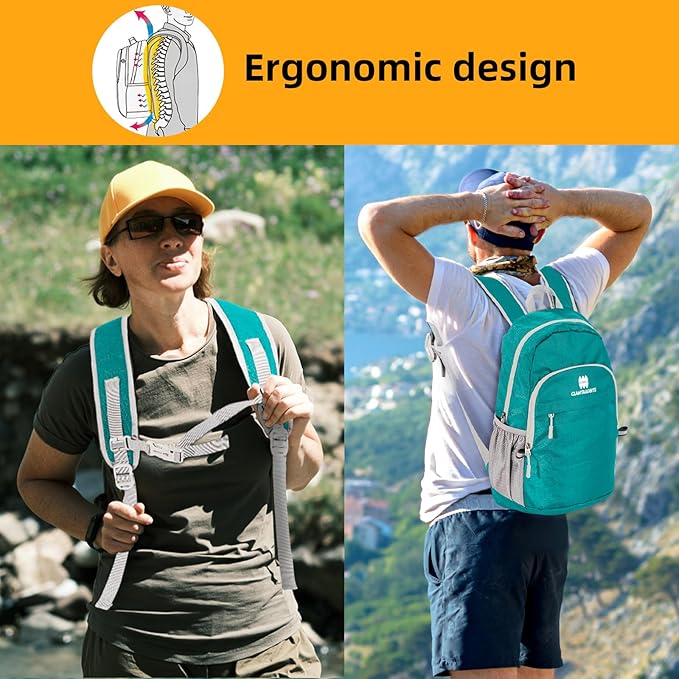 Lightweight Packable Small Hiking Backpack for Women Men - 20L Waterproof Foldable Daypack for