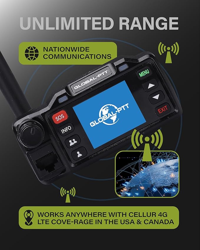 2-Pack Push-to-Talk Over Cellular (PoC) Mobile Radios with GPS SOS - 4G LTE Nationwide PTT