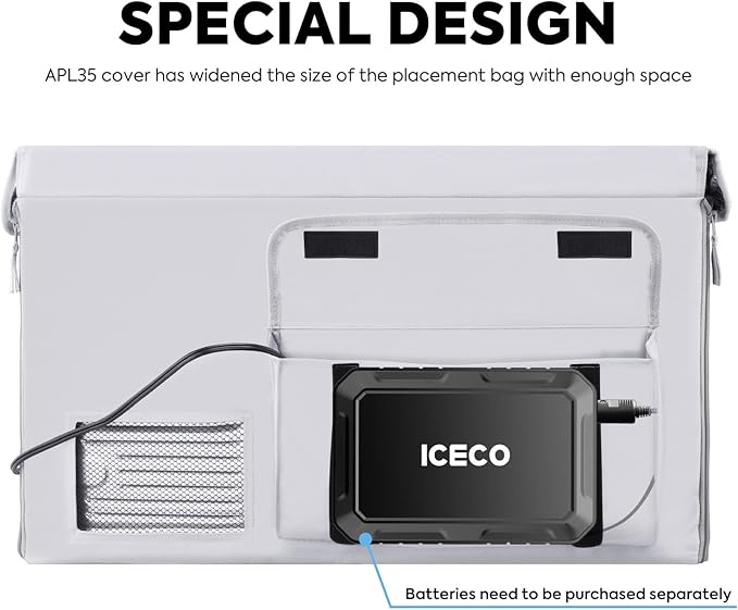 ICECO APL35 Portable Fridge Freezer with Cover, Dual Zone 12V Car Refrigerator, 37 Quart Light Duty