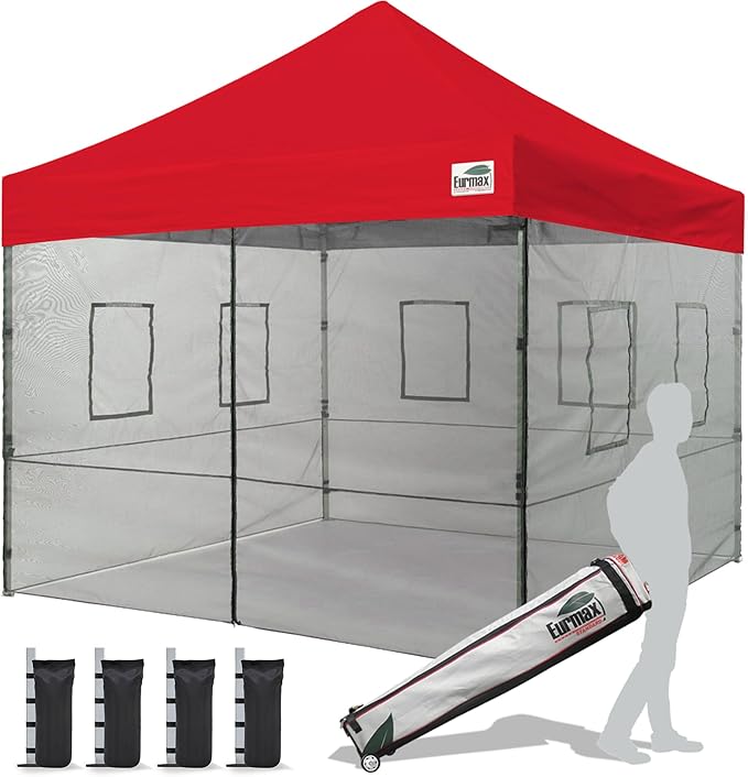 Eurmax USA 10'x10' Pop-up Canopy Tent Commercial Instant Canopies with 4 Removable Zipper End Food