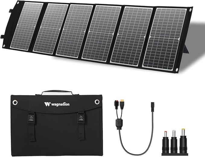 100 Watt Portable Solar Panel, Foldable Solar Panel Charger with Kickstands, QC3.0 USB-A USB-C & DC