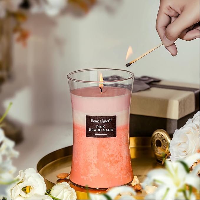 HomeLights 3-Layer Candles for Home Scented, 21.52 OZ Natural Soy Wax Scented Candles Burns Up to
