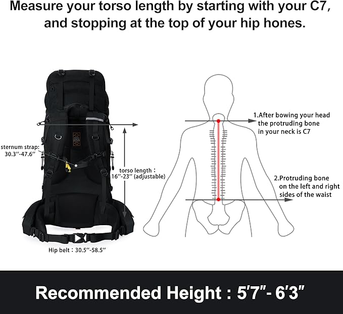 N NEVO RHINO Internal Frame Hiking Backpack 50/60/65/70/80L, Mountain Climbing Camping Backpack