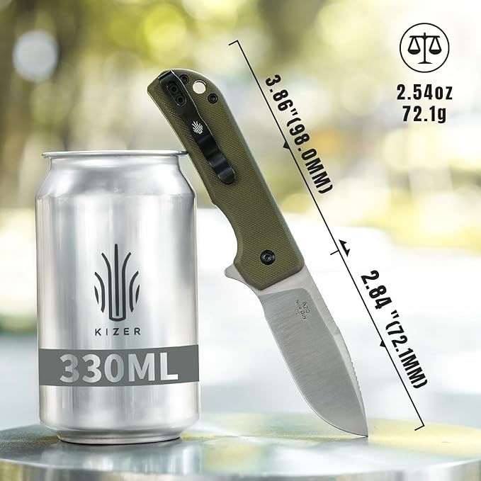 Kizer Nice Guy Pocket Folding Knife, 2.84??D2 Steel Blade knives, G10 Handle Small EDC Knife, Liner
