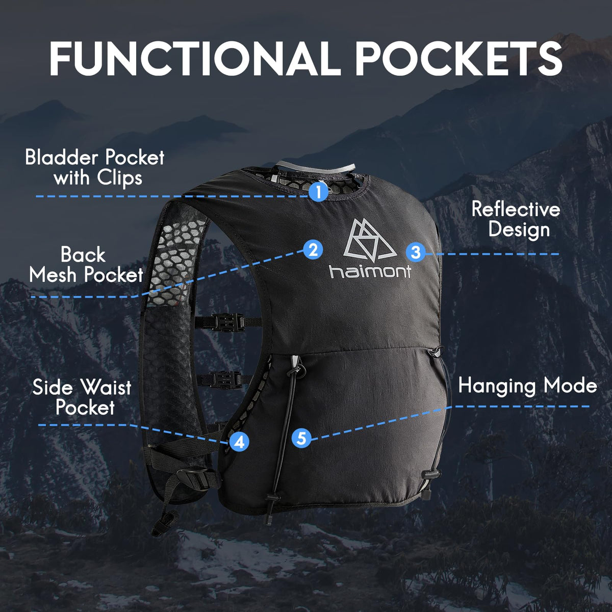Haimont Hydration Vest - 5L, Black - product view 6