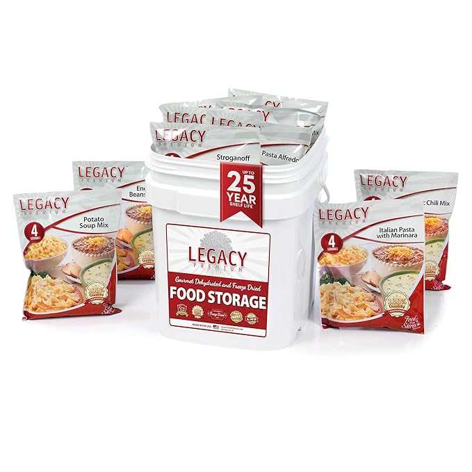 Legacy Food Storage 60 Serving Emergency Food Supply Bucket, 12 Entrees, 23,400 Total Calories