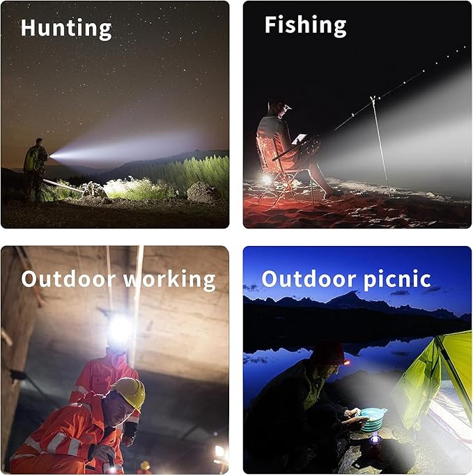Led Bright Headlamp USB C Rechargeable Head Lamp with Battery Powered for Adult- Adjustable Motion