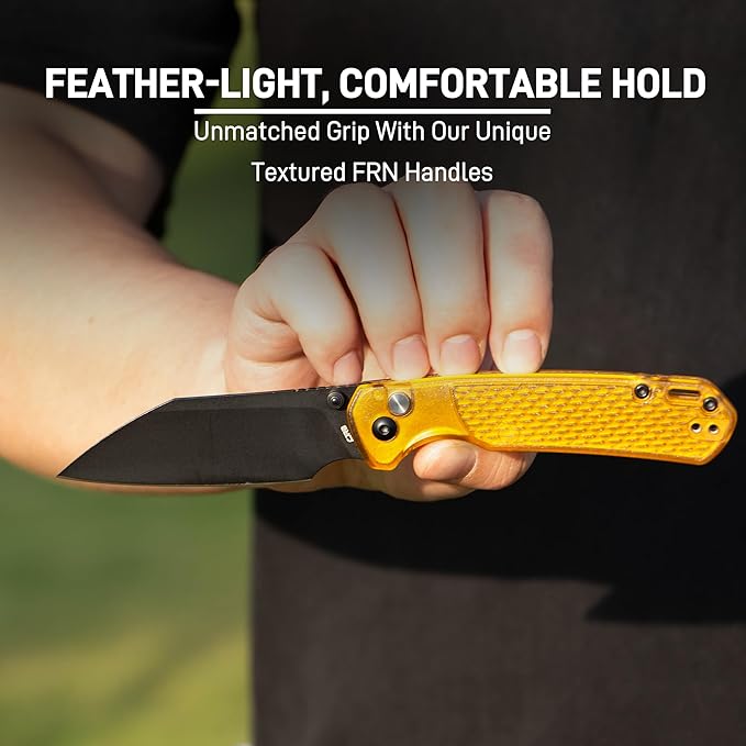 CJRB Pyrite-Light Folding Knife, 3.34'' AR-RPM9 Steel Blade Pocket Knife with Clip for Men Women