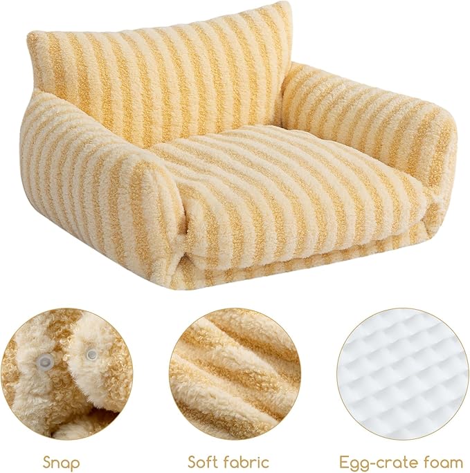 Hollypet Cat Bed Fluffy Plush Mutifuctional Double-Layer Soft Pet Couch Orthopedic Sofa Nest Beds