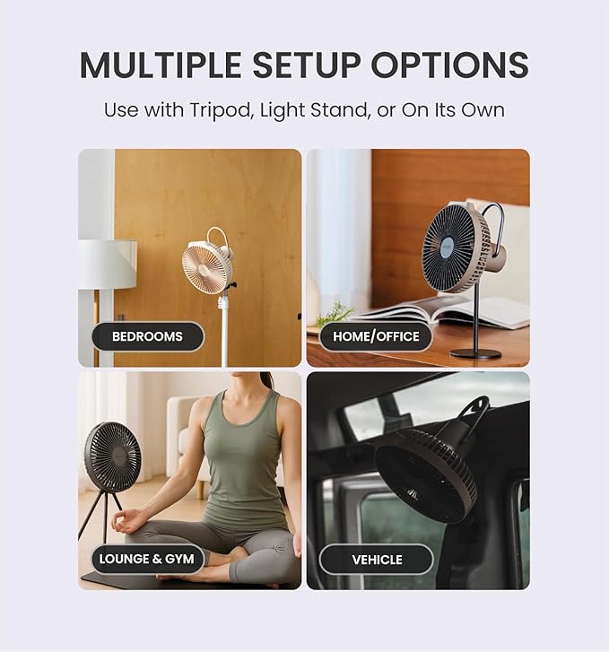 Claymore V600+ Black Rechargeable Portable Fan ??7,800mAh Battery, 4-Speed BLDC Ultra-Quiet Air