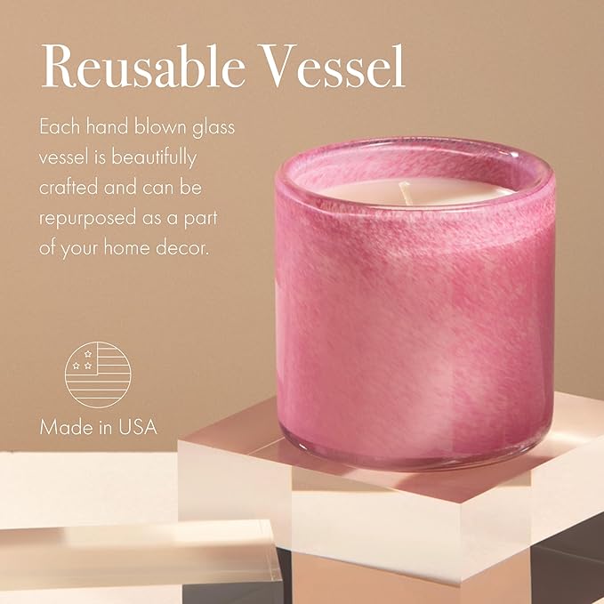 LAFCO New York Classic Candle, Duchess Peony - 6.5 oz - 50-Hour Burn Time - Reusable, Hand Blown