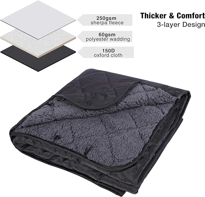 REDCAMP Large Camping Blanket with Sherpa Lining, Cold Weather Warm Outdoor Blanket Windproof for
