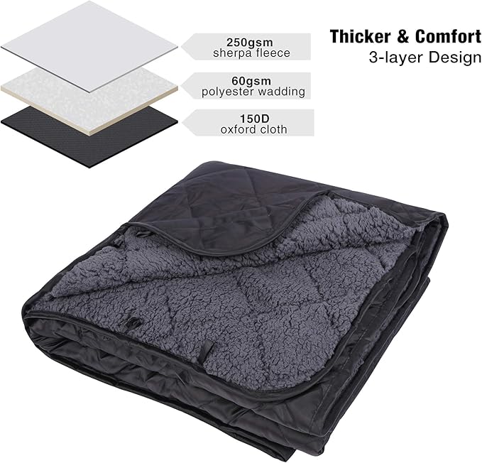 REDCAMP Large Camping Blanket with Sherpa Lining, Cold Weather Warm Outdoor Blanket Windproof for
