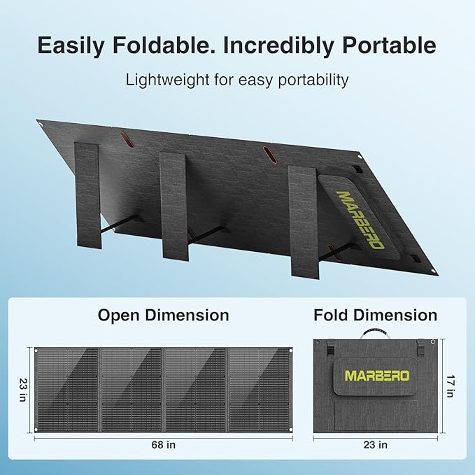 MARBERO 200W Portable Solar Panel for Power Station & DC Devices 200 Watt Foldable Solar Charger