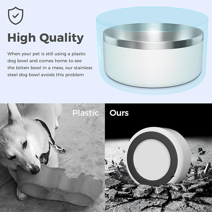 Dog Bowl, Stainless Steel Dog Food and Water Bowl with Non Slip Quiet Bottom, Easy to Clean