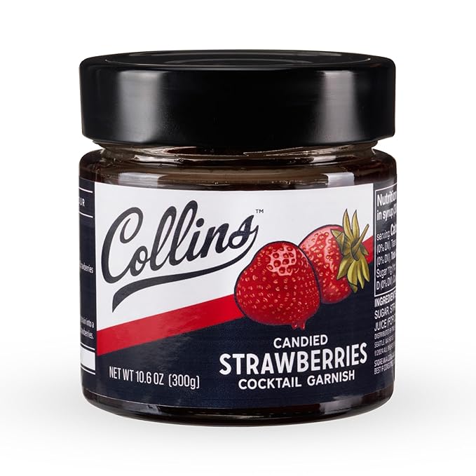 Collins Strawberries in Syrup, Cocktail Garnish for Daiquiris, Sours, Champagne, Desserts and Baked