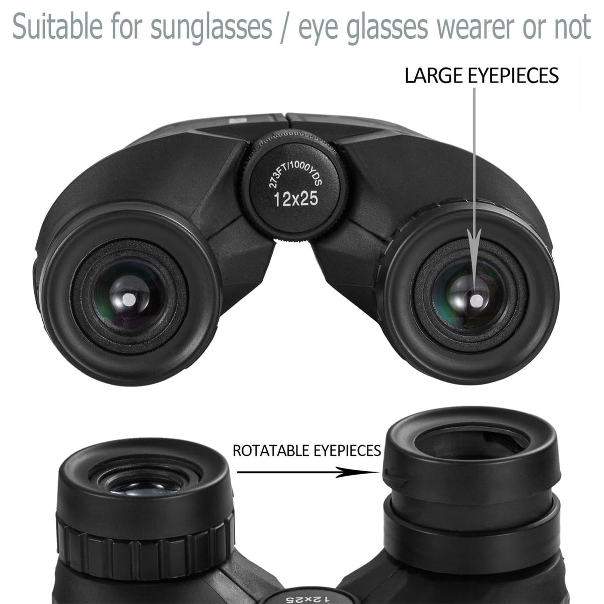Occer 12x25 Compact Binoculars for Adults and Kids