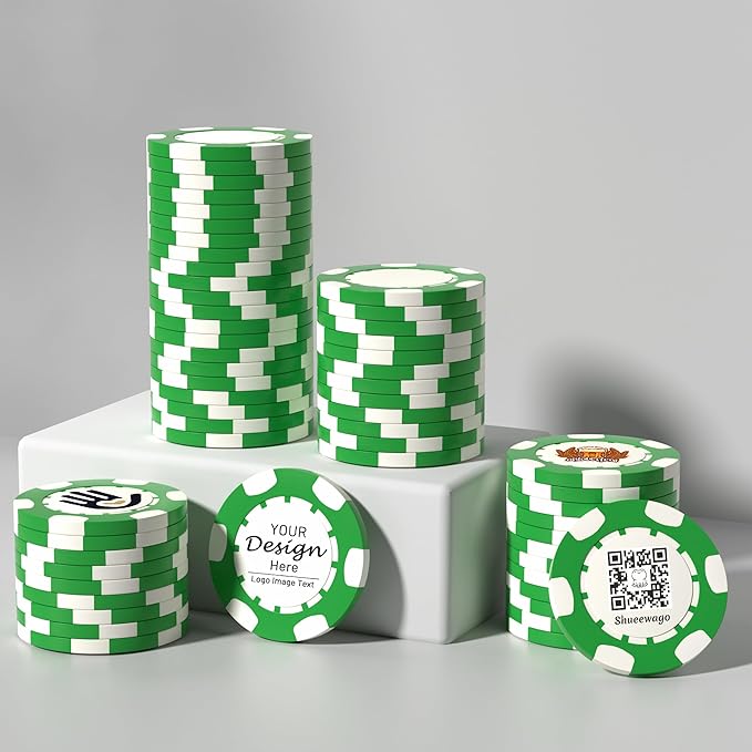 50-500 Custom Clay Poker Chips for 7 Colors,Imprinted in Full Color with Your Logo,Image or