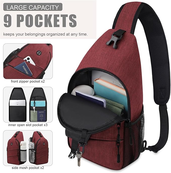 Crossbody Bags for Women Men Trendy Sling Bag Bakpack Casual Chest Bag with Convertible Shoulder