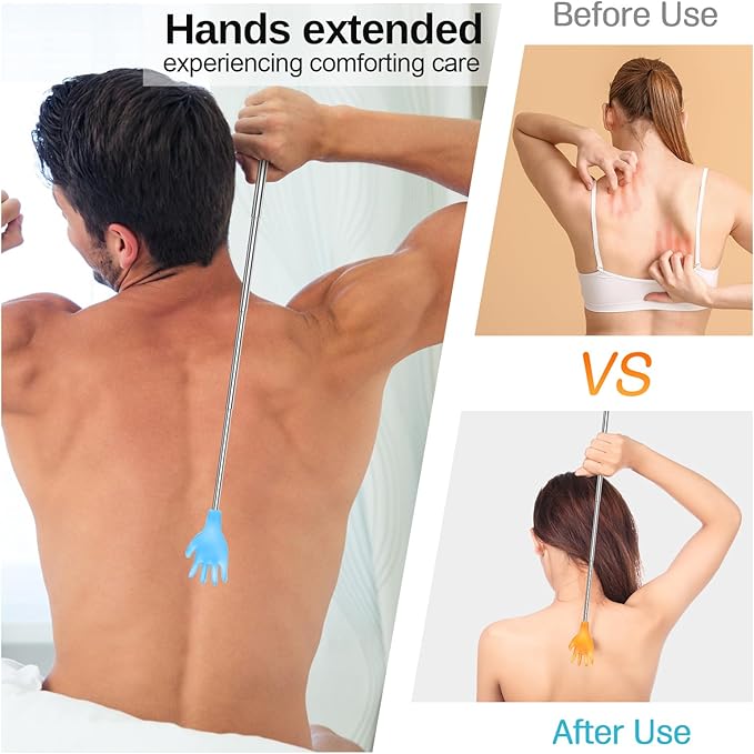 Tioncy 50 Pcs Extendable Back Scratcher Bulk Hand Shaped Retractable Scratcher Telescoping Massage