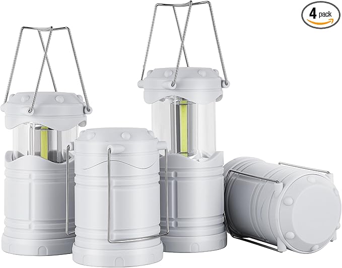 Lichamp LED Camping Lantern, 4 Pack Battery Powered Flashlight for Power Outages, Portable