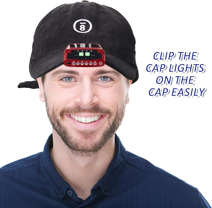 Mudder LED Clip on Cap Lights USB Rechargeable Cap Flashlight Clip Waterproof Ultra Bright Hat