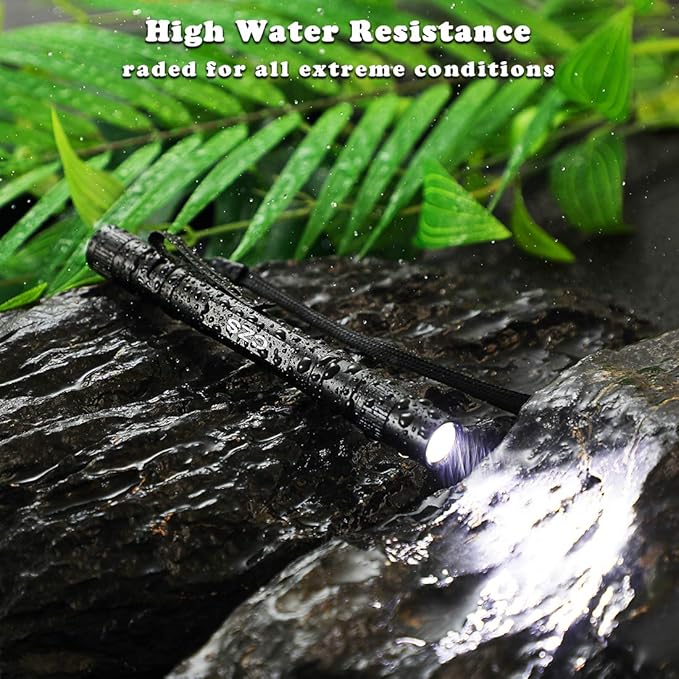 CZS LED Flashlight Penlight 1000 Lumens Battery-Powered Handheld Pen Light Pocket Torch Powered by